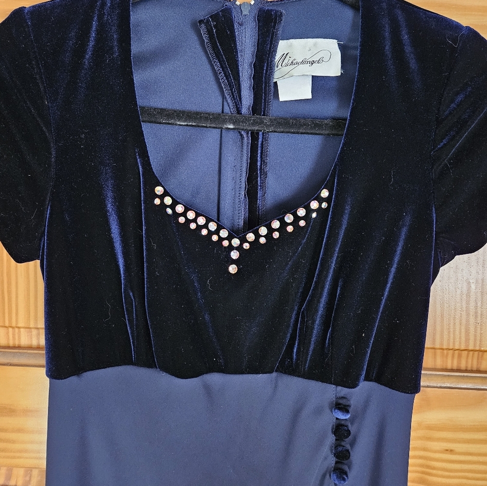 Blue velvet dress by Michaelangelo